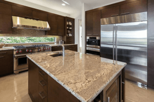 Granite countertop in kitchen