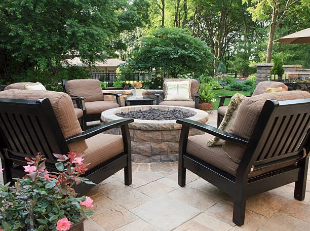 outdoor living area natural stone flooring