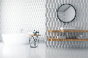 wall tile in bathroom, geometric tile