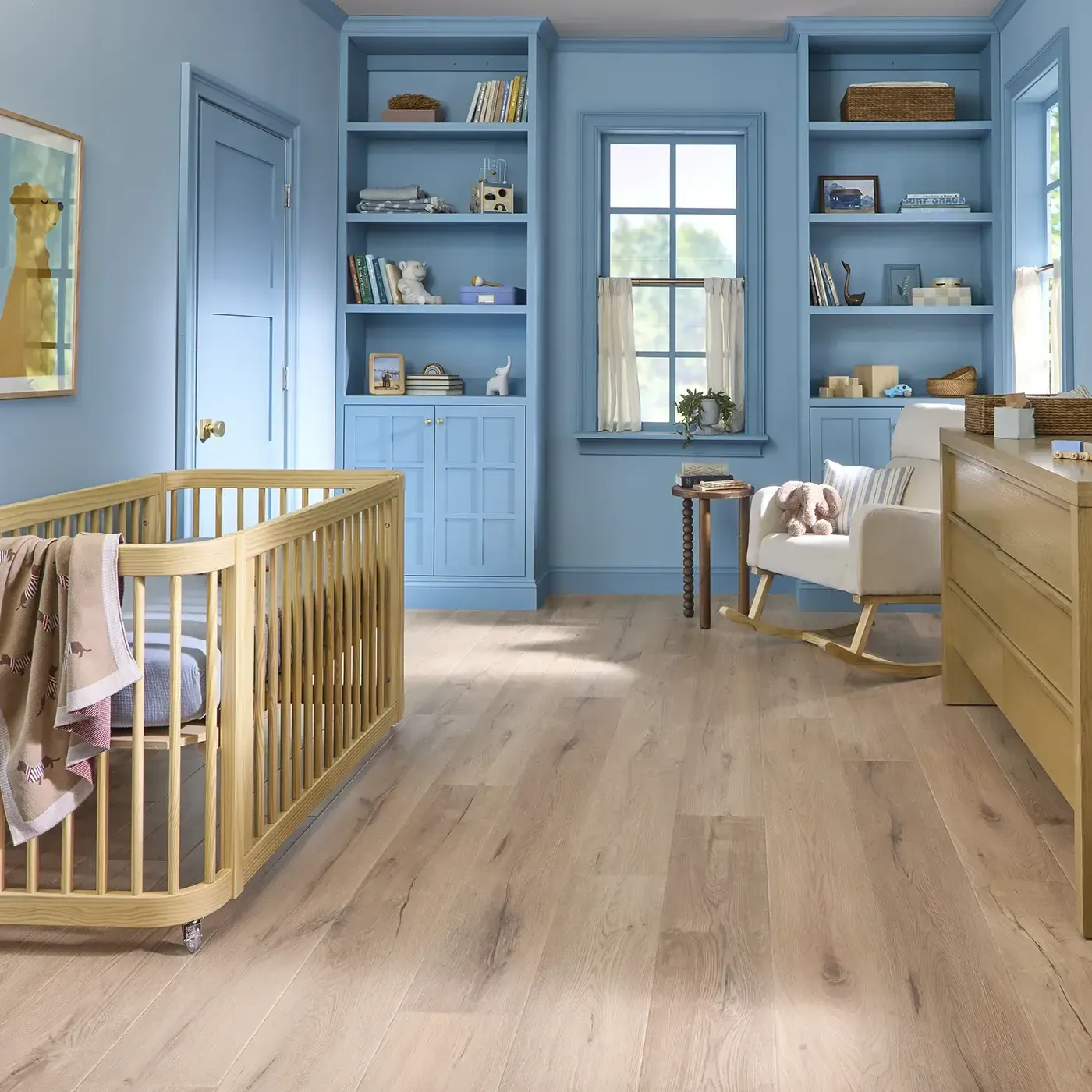 UV810_05024_Room COREtec Luxury Vinyl in a light natural wood color in a child's bedroom | The Floor Store