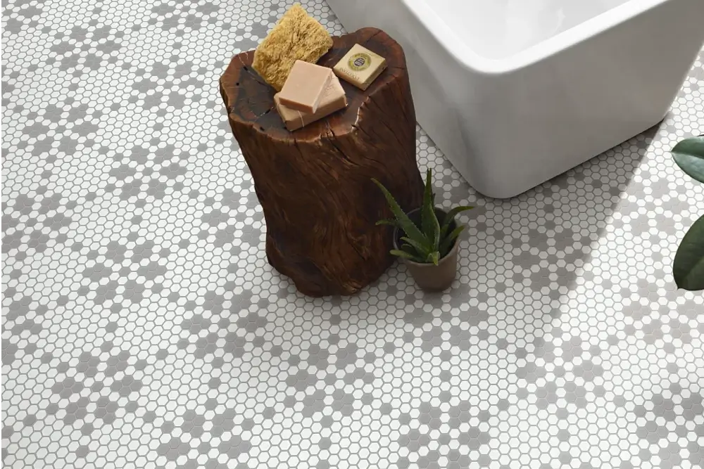 mosaic patterned tile flooring
