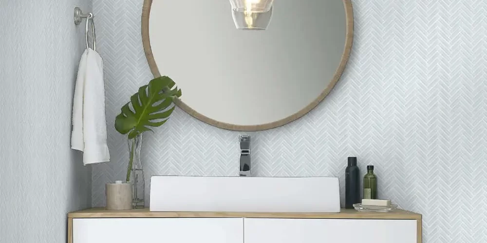 mosaic tile backsplash in bathroom | The Floor Store
