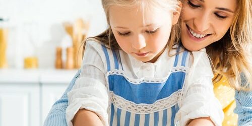 mom and daughter rolling out dough on a durable countertop in a kitchen | The Floor Store